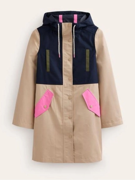 Boden Jackets & Blazers - Boden Wells Waterproof Rain Coat Tan Pink Navy Accents size 10 US